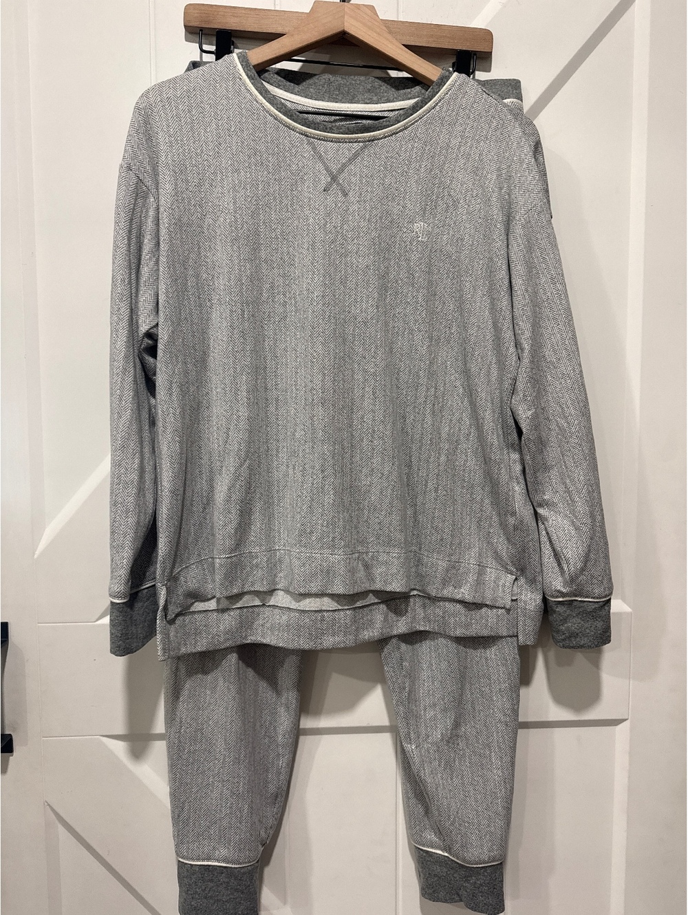 Lauren Ralph Lauren Black Label Gray Herringbone Lounge Set, Large